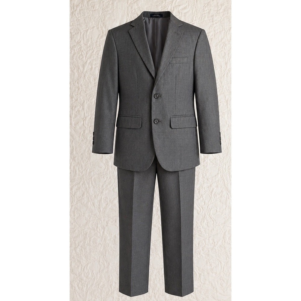 Chaps Boys 2-Piece Blazer and Pants Suit Set Size 8 Regular Gray Wool Blend EUC